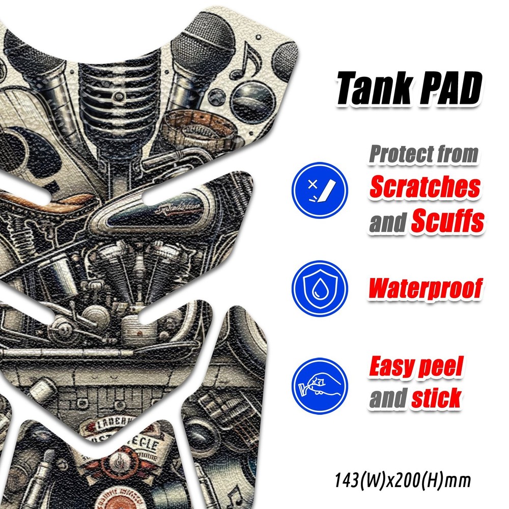 Classic Bike Fuel Protector Tank Grip Art Tank Pad Shield