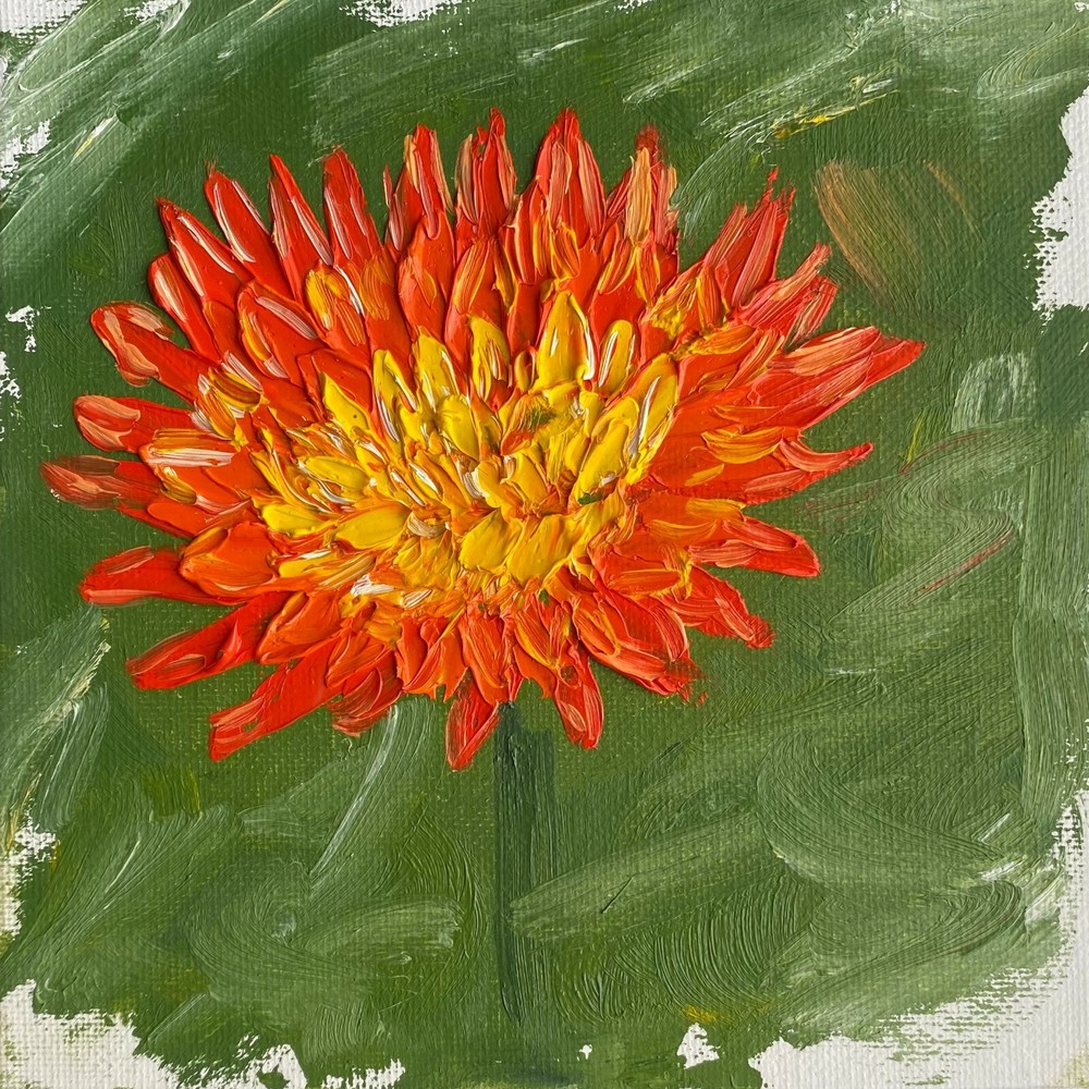 Oil Painting on canvas ORIGINAL. Flower. Fine Art Painting Small size 6x6 inches