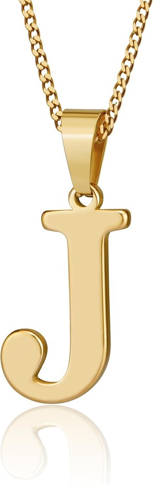 Collar inicial Suweibuke para hombre mujer niño niña, chapado en oro de 18 quilates-J