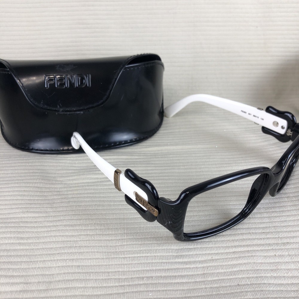 Vtg Y2K Fendi Buckle Sunglasses Eyeglasses White Arms Black FS383 001 56-15-130