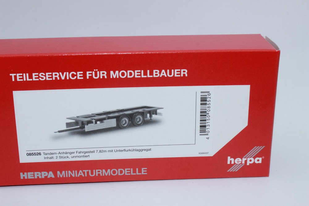 Herpa 085526 Tandem Trailer Chassis 7.82m Underfloor Cooling 1:87 H0 NEW OVP