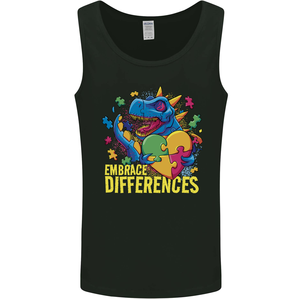 T-Rex Dinosaur Autism Autistic Mens Vest Tank Top