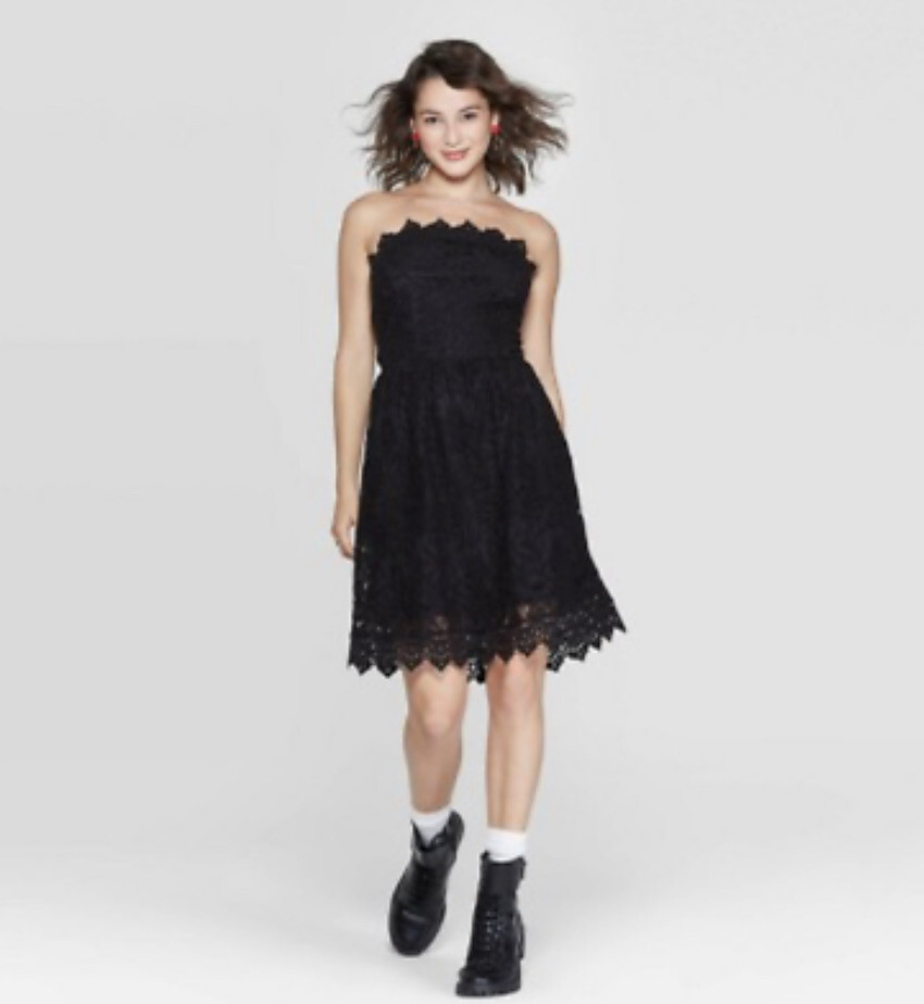 Womens Dress Size Small Xhilaration Black Lace Strapless