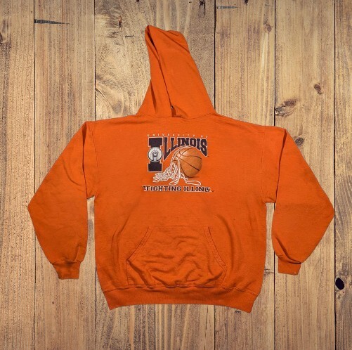Illinois Fighting Illini Orange Jerzees Hoodie Mens L NCAA Citrus Bowl Pullover College Apparel
