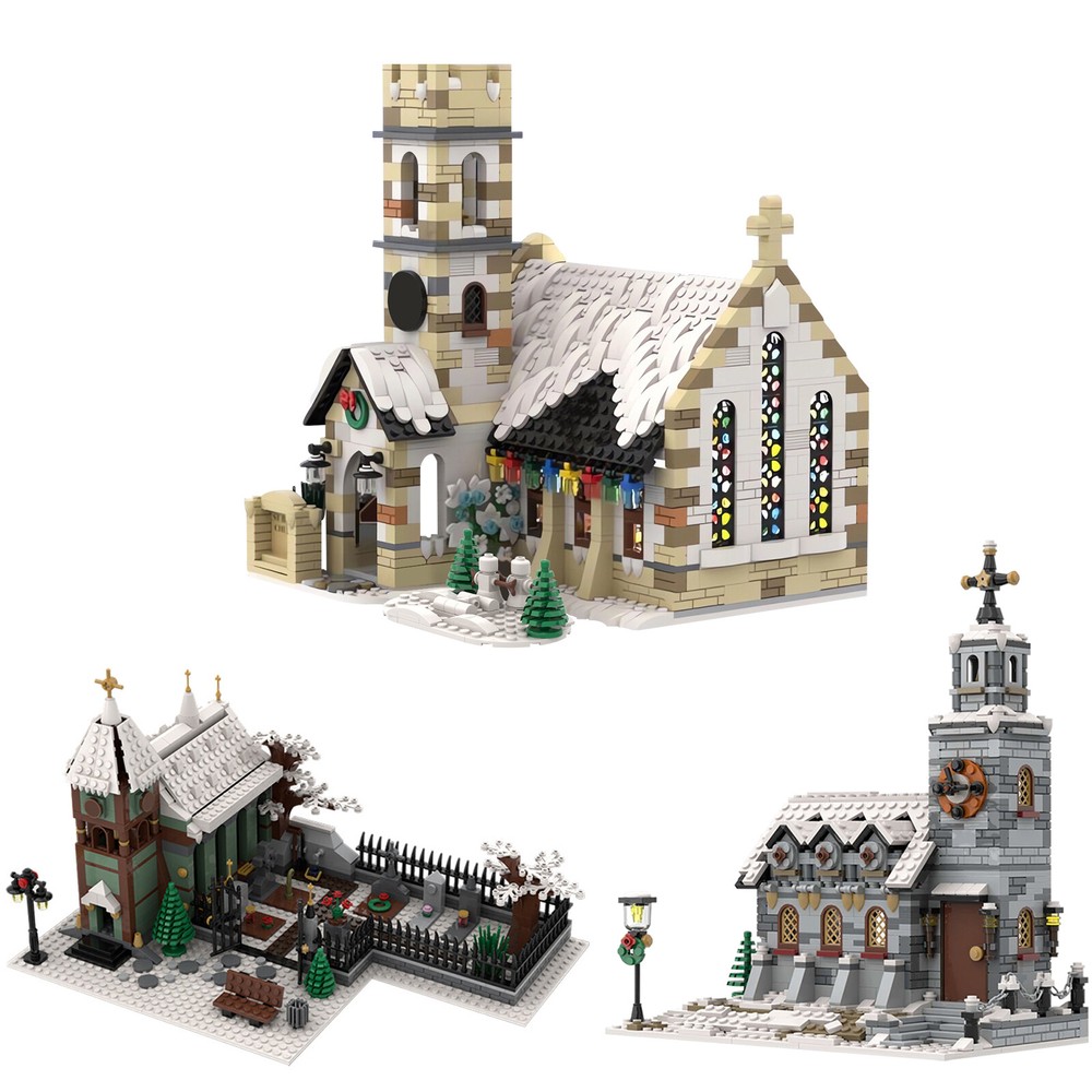 MOC Church Model with Details Architecture Modular Building Block Toy Collection
