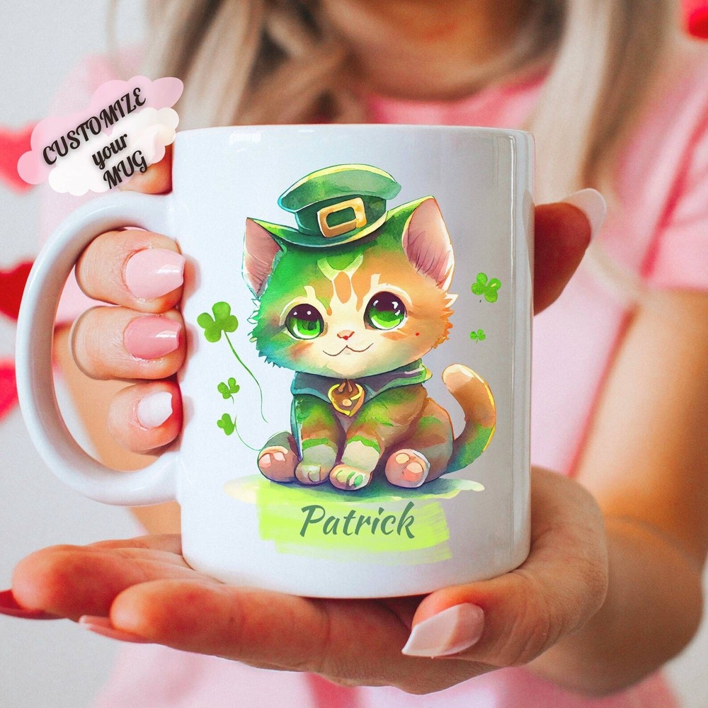 Cute Cat Mug With Custom Name Cat Themed Gifts Funny Mug For Kitty Lovers Saint