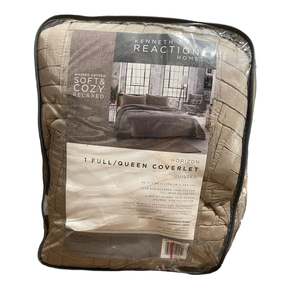 KENNETH COLE REACTION HOME Horizon 1 Full/Queen Quilted Coverlet 92inX96in Taupe-image