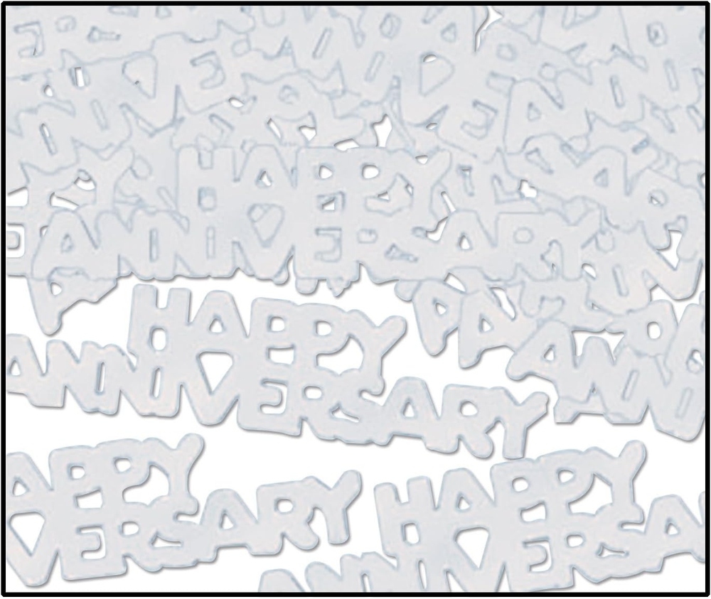 Happy Anniversary Fanci-Fetti (Silver) Party Accessory (1 Count) (.5 Oz/Pkg)