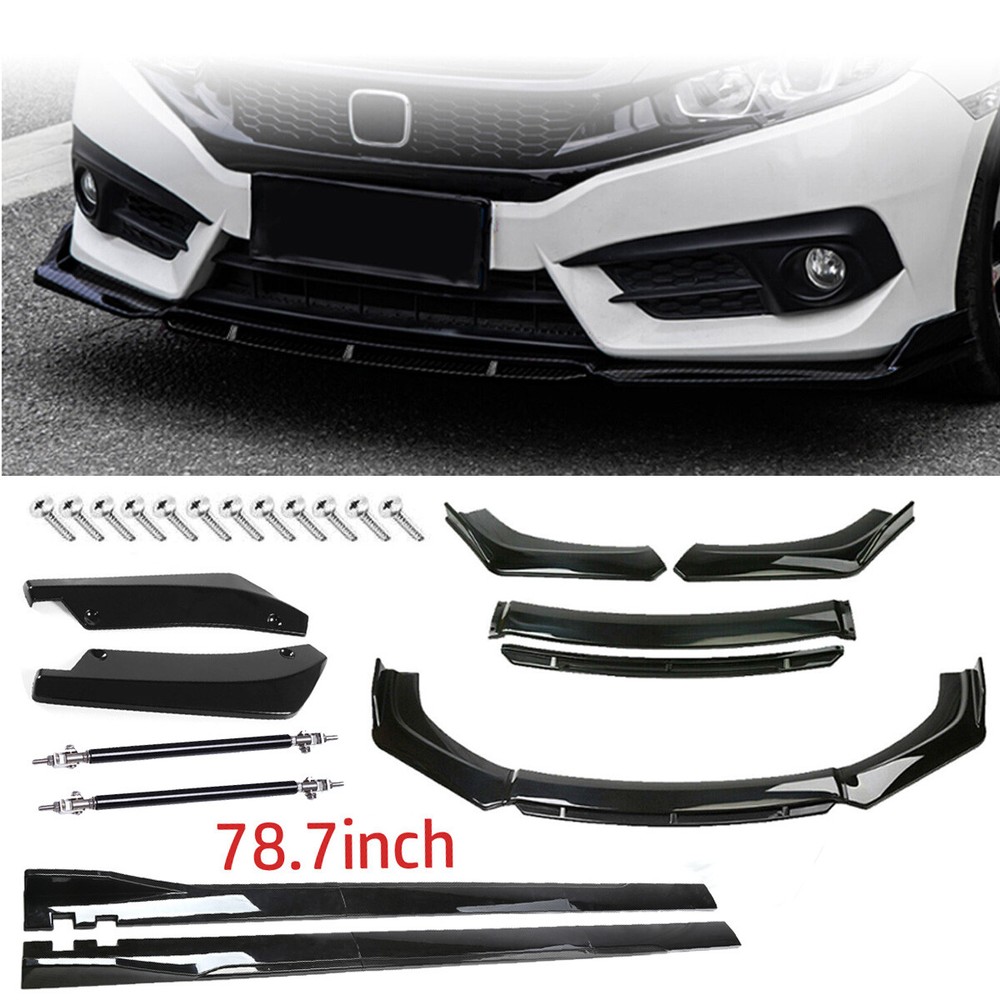 For Volkswagen Jetta Front Bumper Lip Spoiler /Splitter Side Skirt +Strut Rods