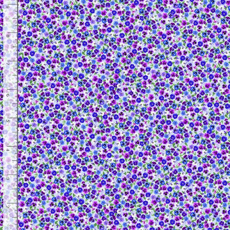 Pansy Perfection Fabric | Tiny Purple Floral Multi | Timeless Treasures YARD