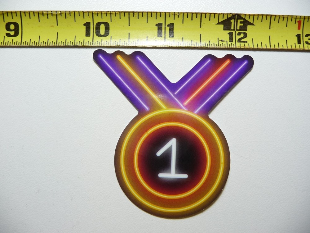 WINNER WINNING #1 MEDAL STICKER DECAL NEON STYLE FUN FUNNY SCRAPBOOKING
