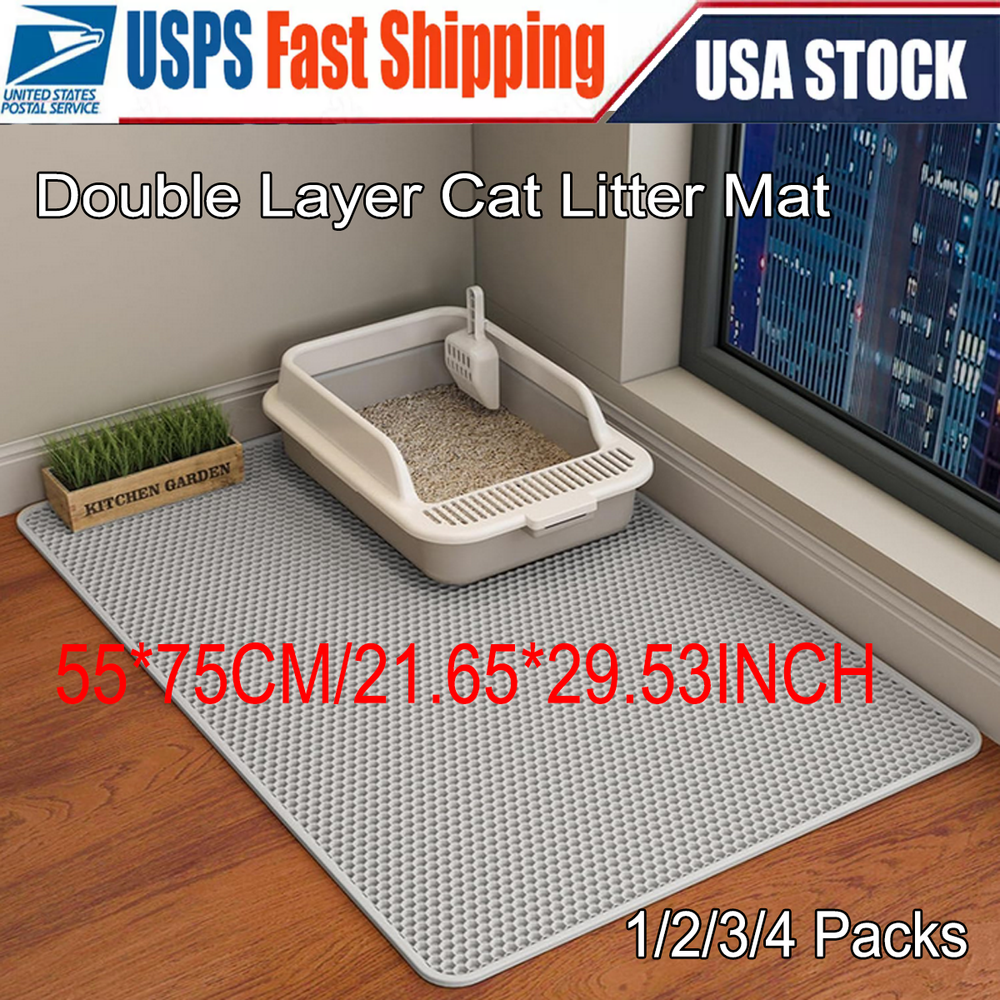 Double Layer Cat Litter Mat Trapping Honeycomb Soft Waterproof Litter Mat LOT
