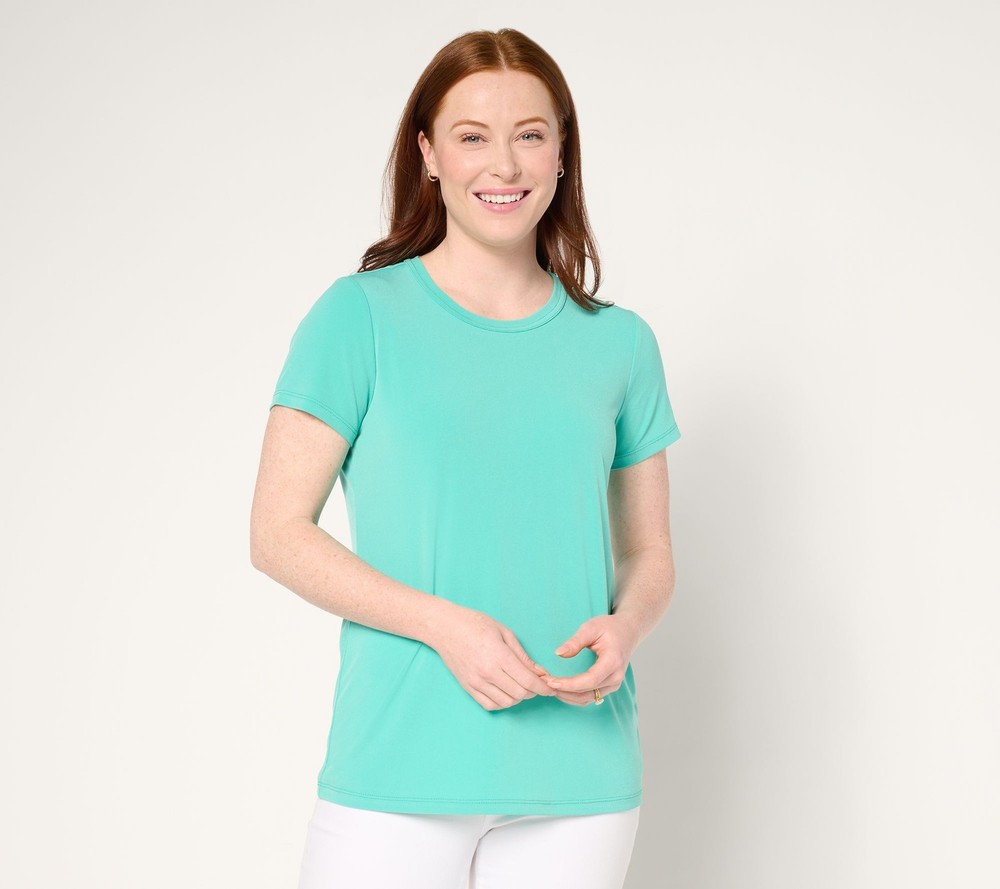 Susan Graver Women's Top Sz XS Modern Essentials Liquid Knit Green A690938