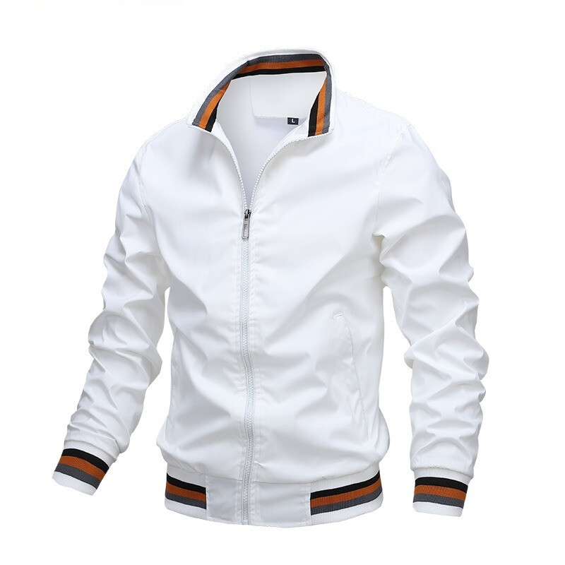 Men's Stand Collar Casual Zipper Jacket Outdoor Sports Coat Windbreaker Jacket