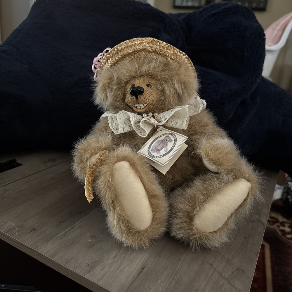 Kimbearlys Rose Bear Plush with Carved Resin Face Jointed Limbs Numbered Edition