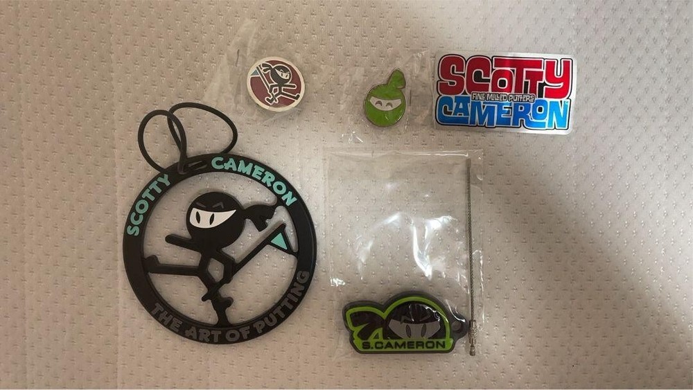 Scotty Cameron Wasabi Ninja Tiffany Metal Bag Tag Keychain Pin Badge Sticker Set