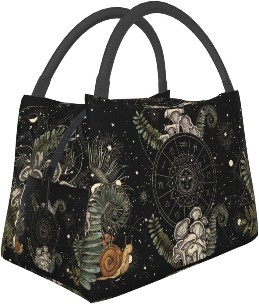 Witchy Mushroom Gaming Insulated Lunch Bags for Women Men, Reusable Lunch Cooler