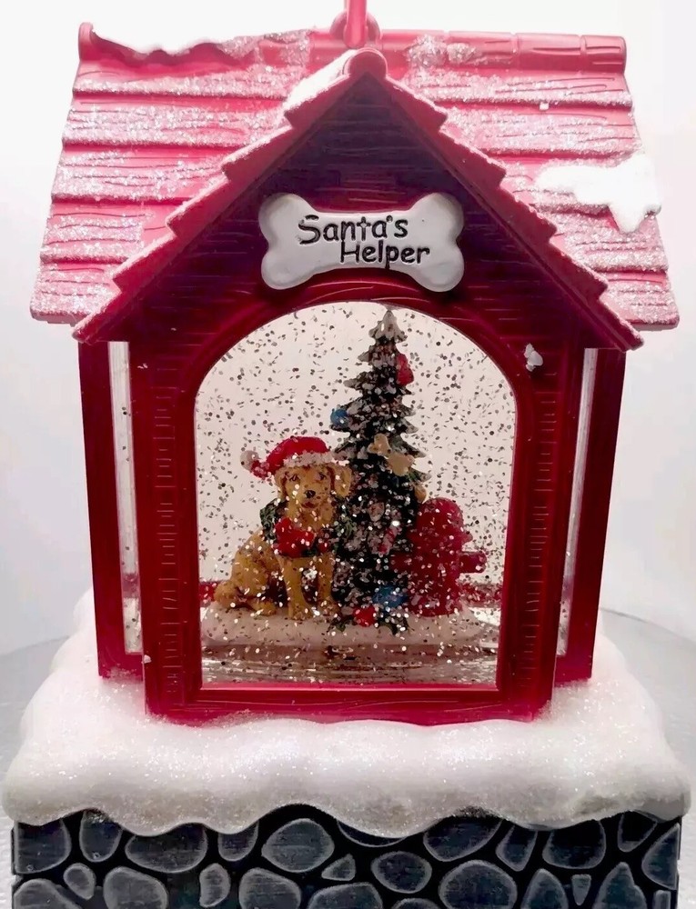 RAZ Imports Musical Snow Globe with Lighted Dog House and Water Lantern