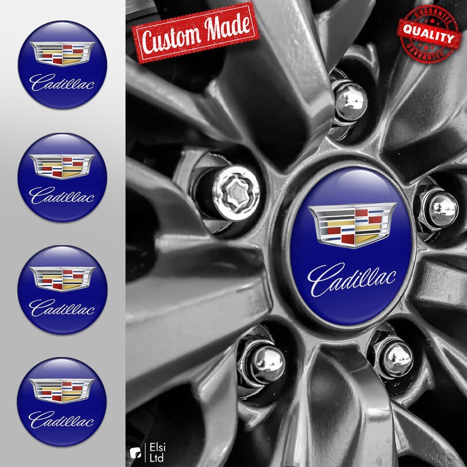 Cadillac Wheel Center Cap Decals 4-Piece Set Custom Rim Emblems