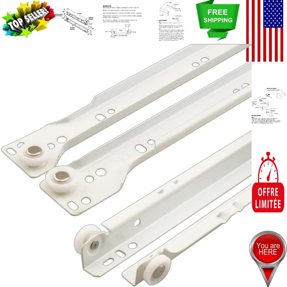 Heavy-Duty Drawer Slide Replacement Kit 75Lbs Capacity Universal Fit