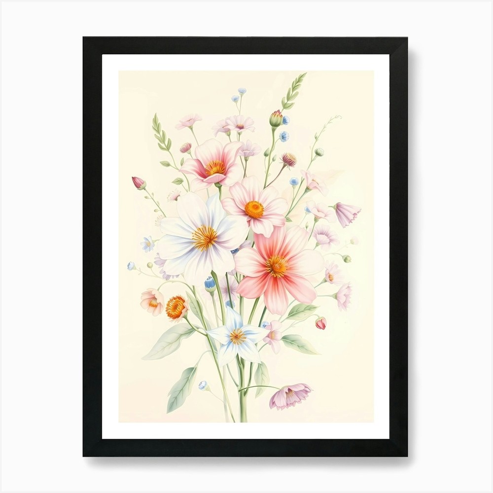 Watercolor Flowers 64 Art Print Framed Wall Art Poster Canvas Print Picture