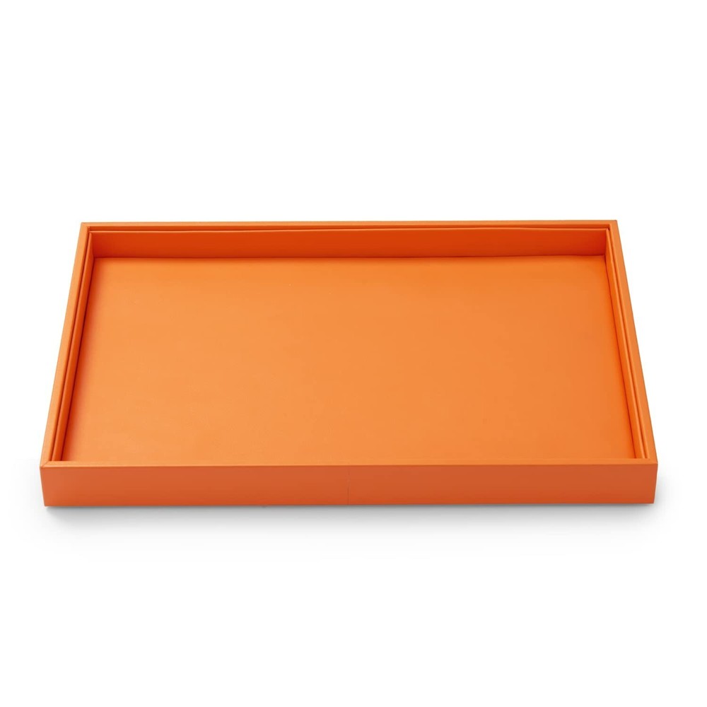 Orange Leather Stackable Jewelry Tray Organizer for Necklaces & More