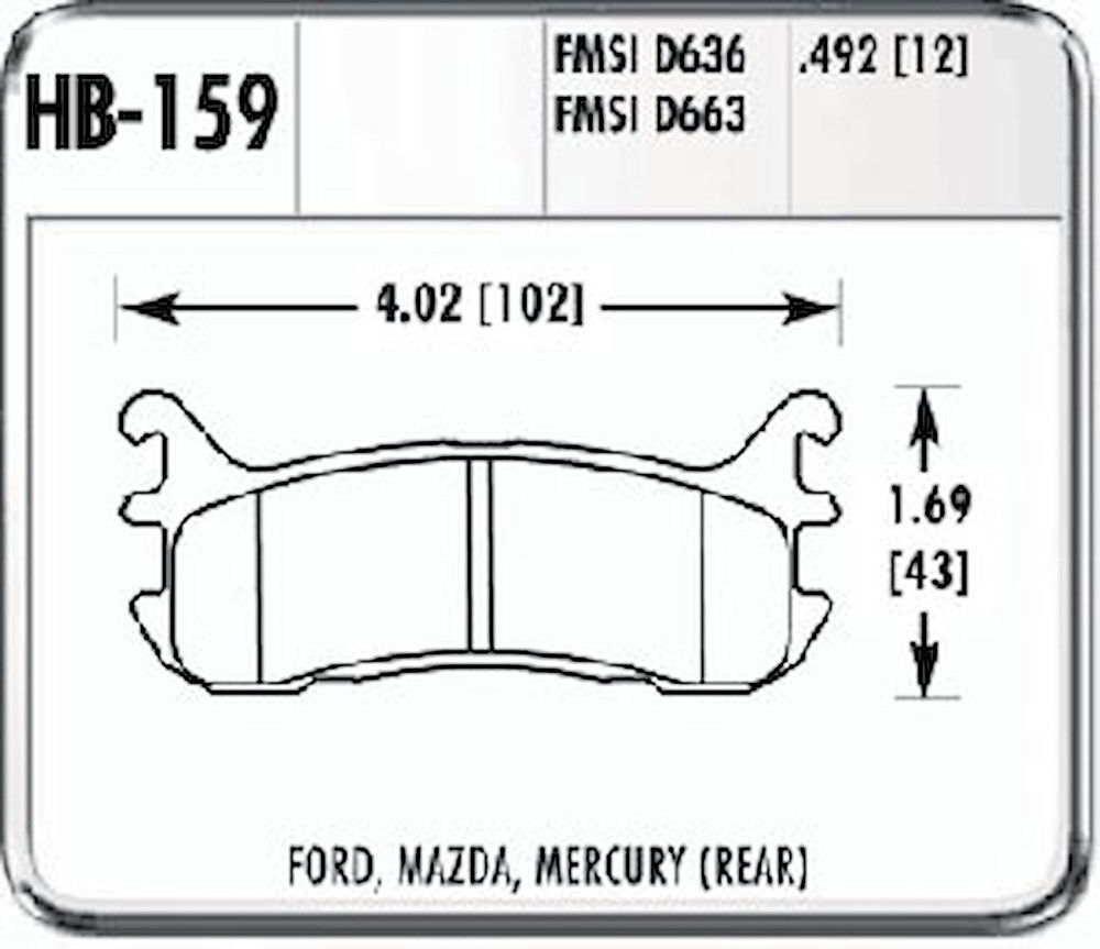 Hawk HB159F.492 High Performance Rear Brake Pads for 1994-2002 Mazda Miata