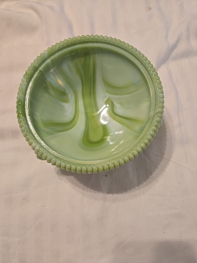 Vintage Westmoreland Green White Swirl Candy Dish