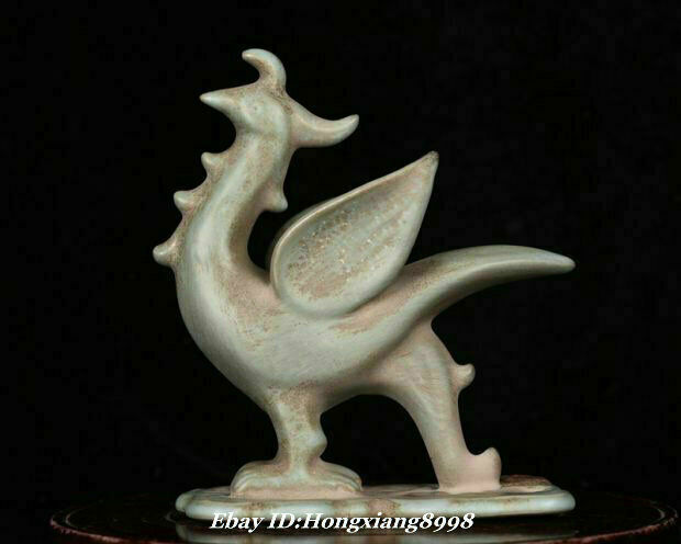 6.6 Inch Song Dynasty Ru Kiln Porcelain Phoenix Suzaku Bird Statue