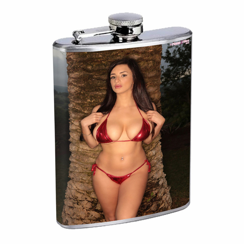 British UK Pin Up Girls D19 Flask 8oz Stainless Steel Hip Drinking Whiskey