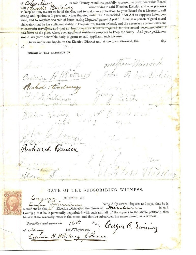 1865 Petition of Freeholders Election District 2 Anselm Town State? Revenue Stmp