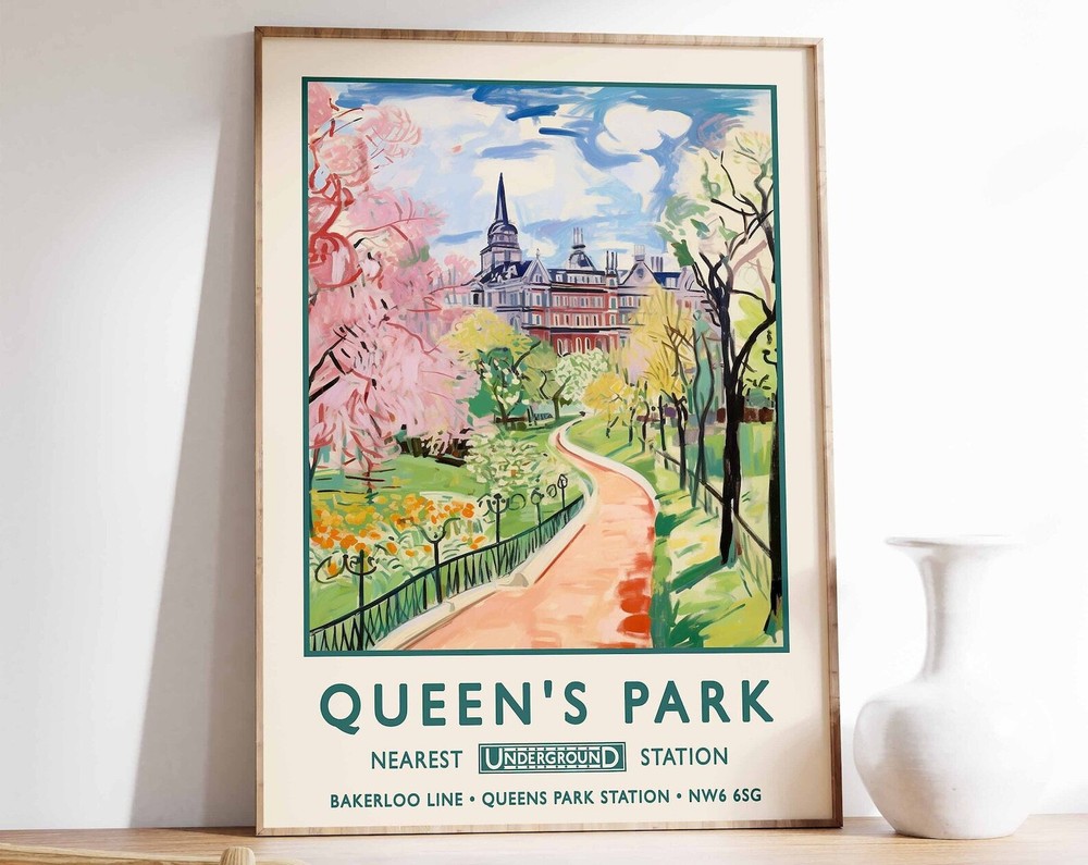 Queens Park London Print William Morris Poster London Print Botanical Gardens