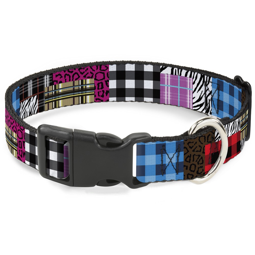 Plastic Clip Collar Plaid & Animal Skins NARROW-Medium 8.5-12