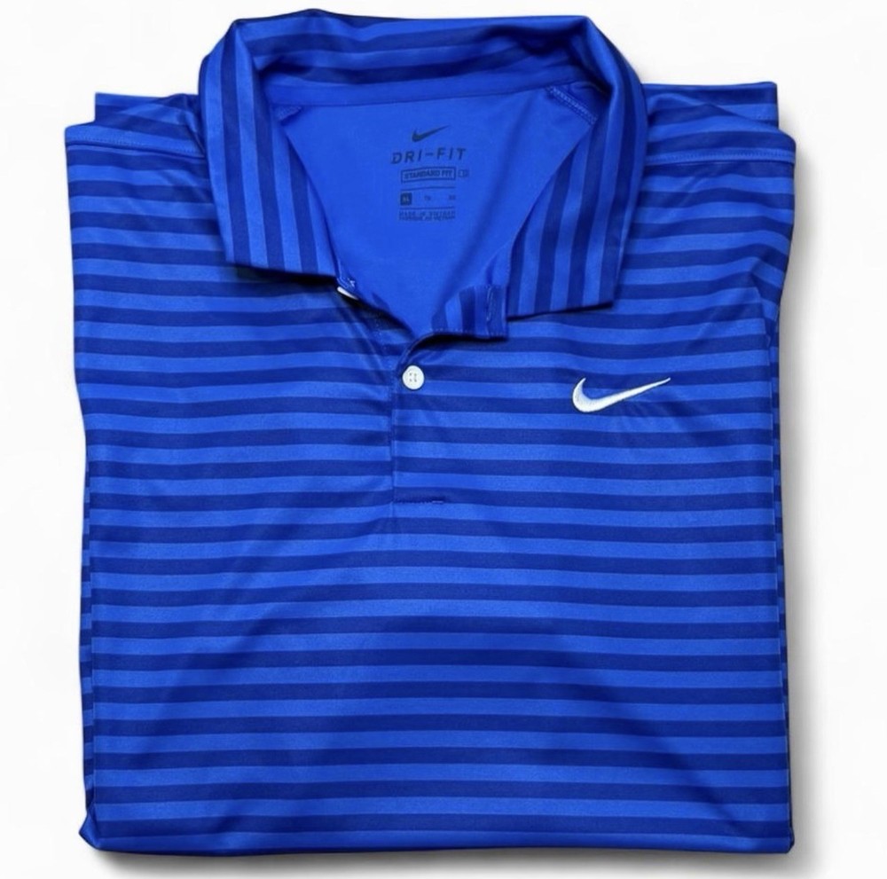 Nike Dri-FIT Polo Shirt Blue Striped Men’s Size XL Standard Fit