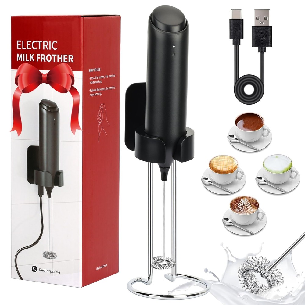 EasyDaa Rechargeable Milk Frother Handheld Electric Foam Maker with with Wire...