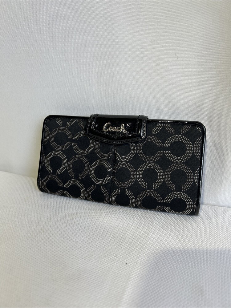 Coach Black Canvas Snap Closure Wallet  