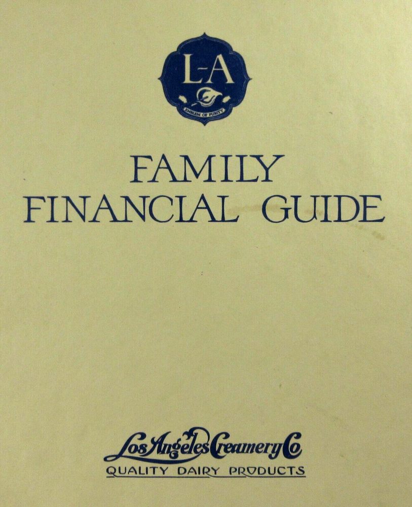 Vintage Los Angeles Creamery Dairy Premium Family Financial Budget Guide 1920s