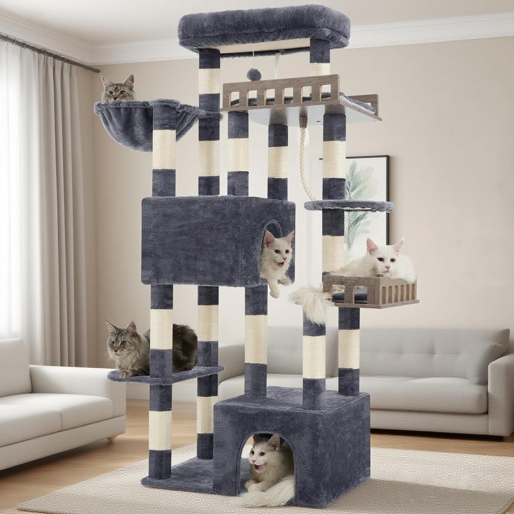 Gitelsnour Maine Coon Cat Tree, Heavy Duty Cat Tree for Indoor Cats Large Adu...