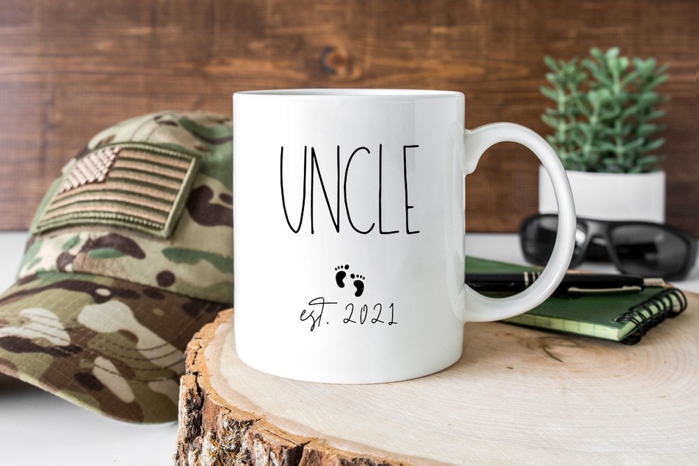 Uncle Est. 2021 Coffee Mug - New Uncle Gift Idea - Ceramic Mug for Uncle Announcement