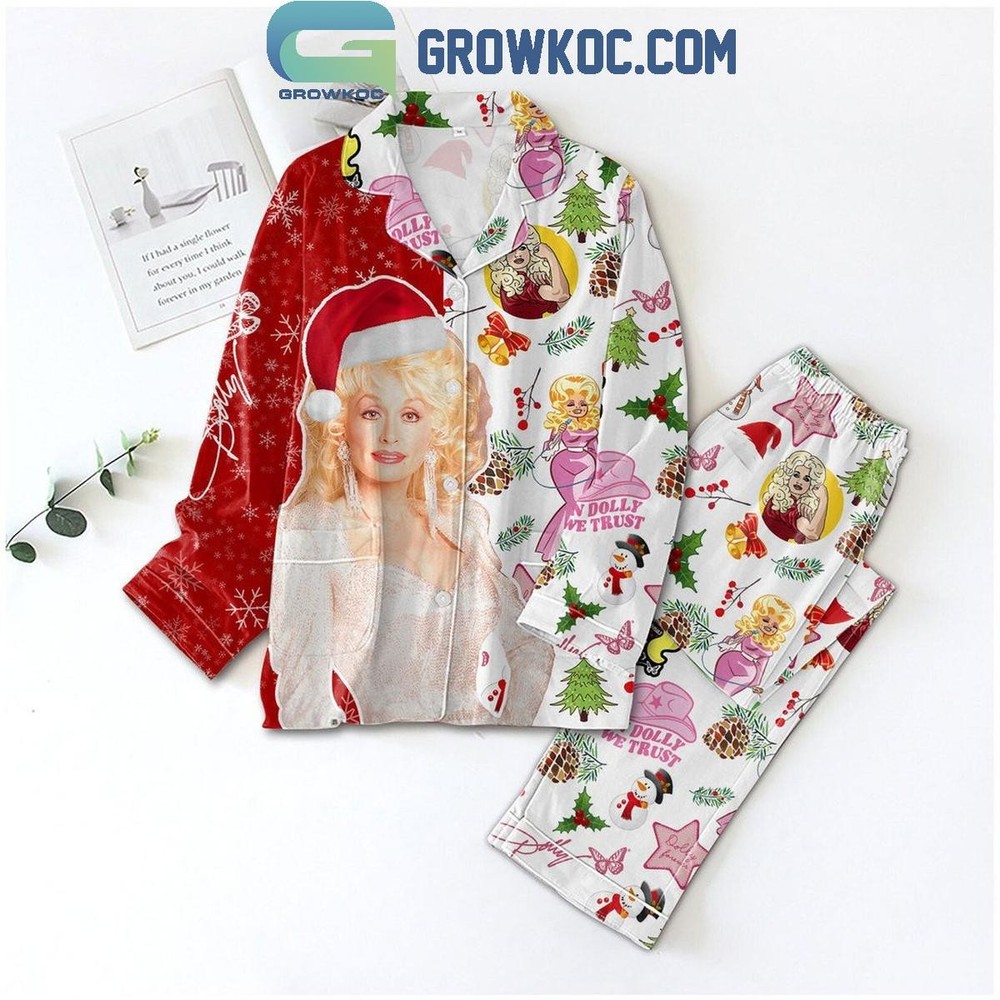 Dolly Parton In Dolly We Trust 2024 Festive Christmas Pajama Set in Soft Polyester