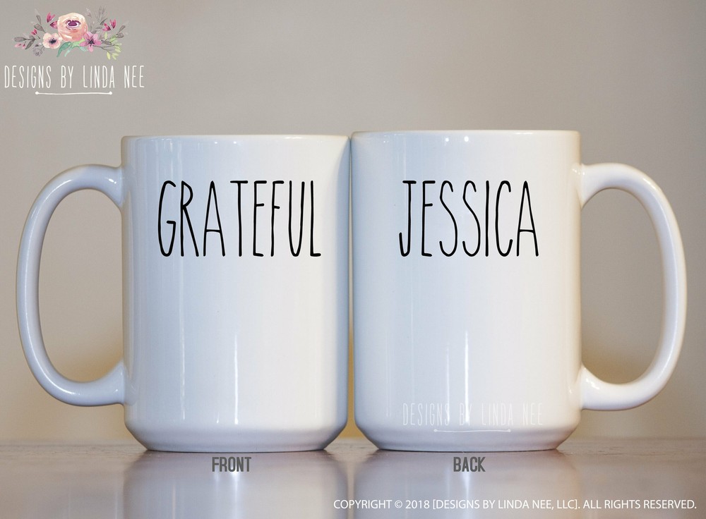 Grateful Personalized Mug Farmhouse Coffee Bar Modern Farmhouse Coffee Mug