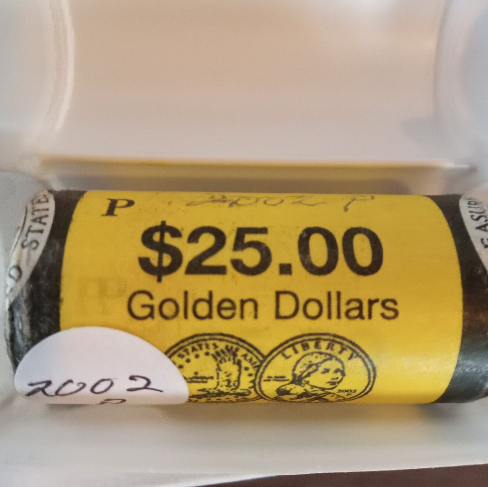 2002 - P - Sacagawea - Native American - Golden Dollars - $25 US Mint Roll