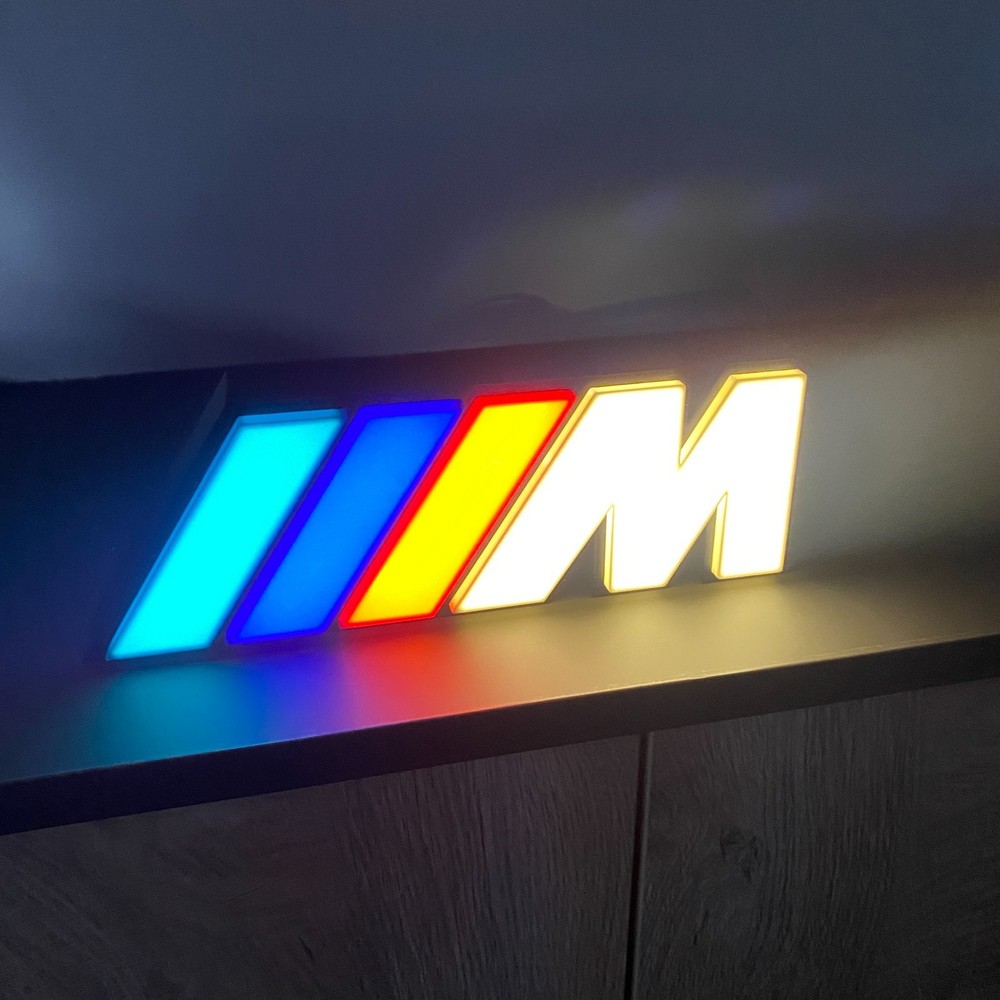 BMW M Logo LED Light Box Sign Bright Lightbox Garage Tool Wall Decor USB