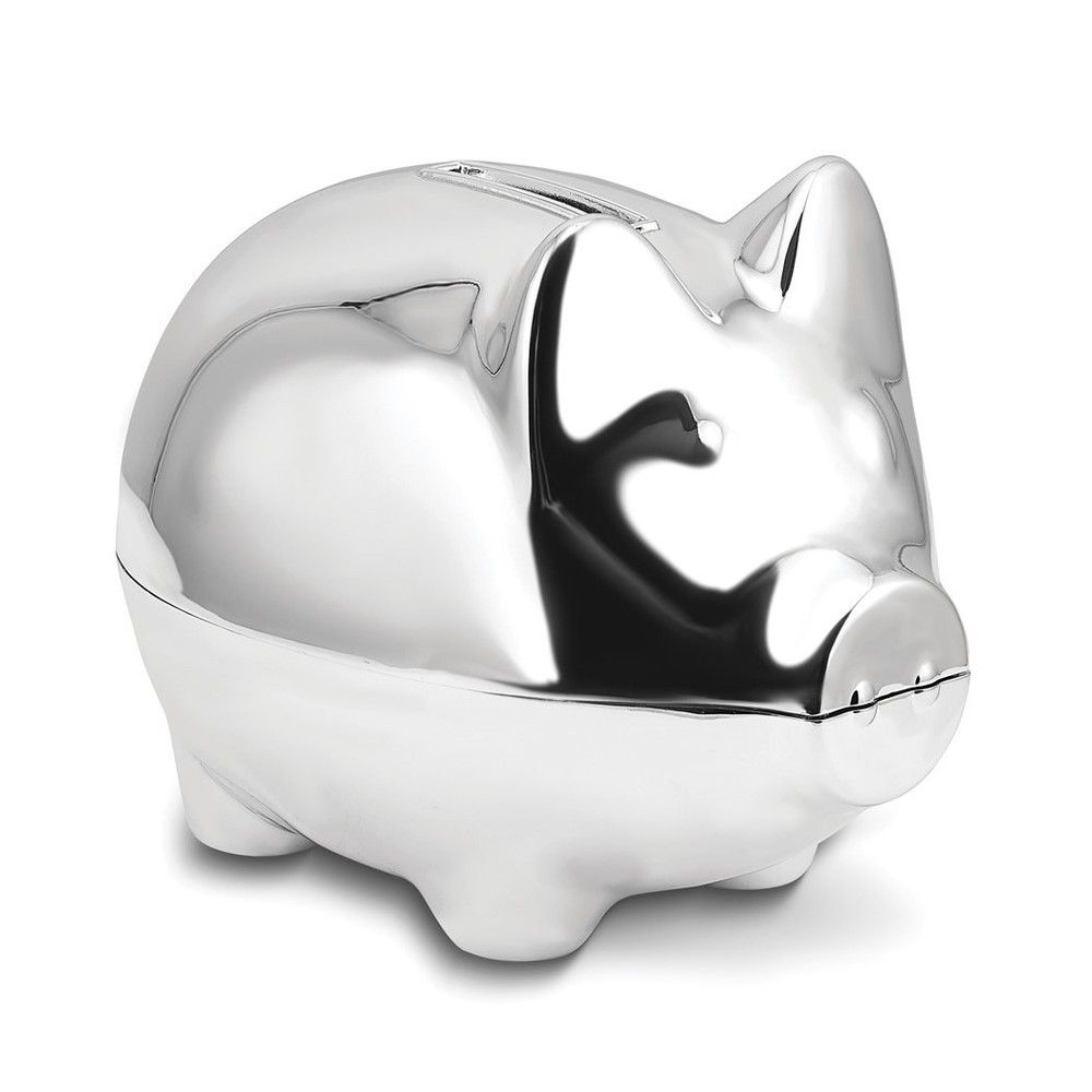 Curata Silver-Tone Finish Metal Piggy Bank