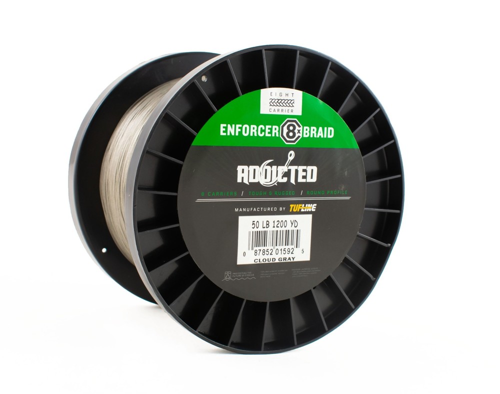 TUF-LINE ADDICTED ENFORCER 8X BRAIDED BULK SPOOL 1200YD CLOUD GREY 50LB BN2352