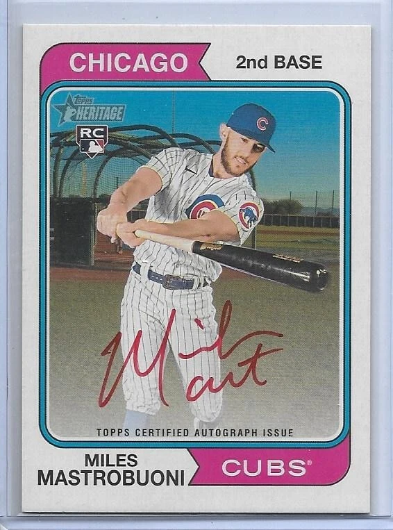 2023 Topps Heritage High Number - Real One Autographs Special Edition Red Ink #ROA-MMI Miles Mastrobuoni /74 (AU, RC)