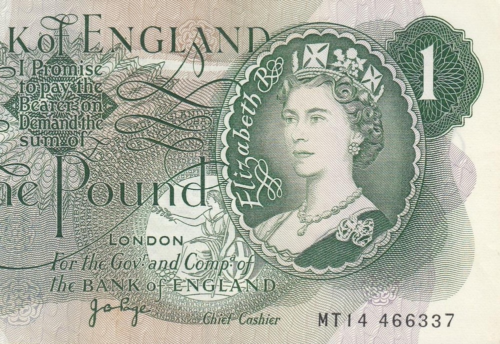1970 BANK OF ENGLAND QEII 1 POUND ~Page~ Replacement Series 