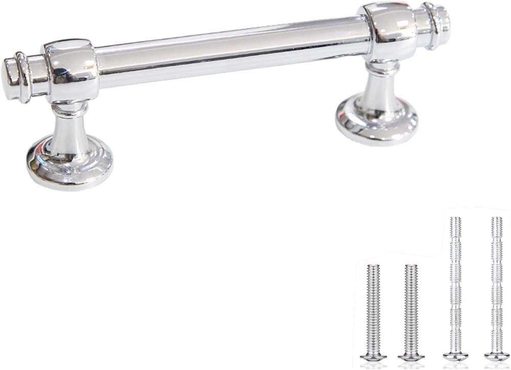 10Pack Cabinet Pull Polished Chrome Drawer Handle Zinc Alloy 3Inch (76Mm) Hole C