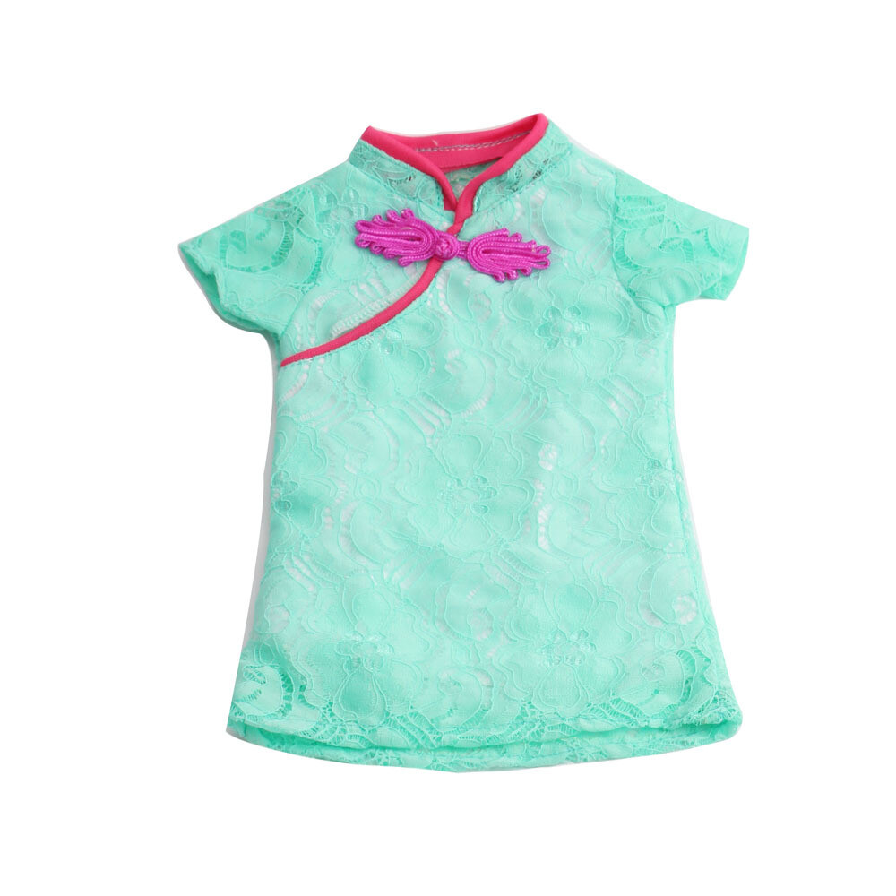 Green cheongsam dress made for 18'' American girl doll party meet outfit