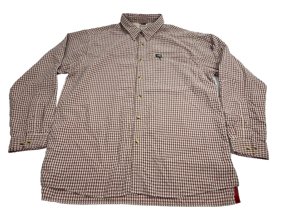 The North Face Distressed Red Plaid Button-Up Shirt for Men Size XL